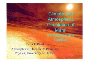 Climate and Atmospheric Circulation of Mars