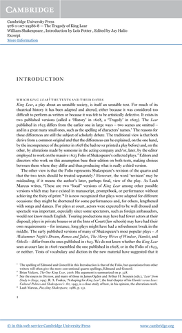 Introduction by Lois Potter , Edited by Jay Halio Excerpt More Information