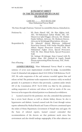 Judgment Sheet in the Islamabad High Court Islamabad