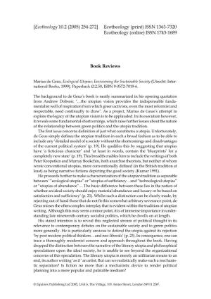 Ecotheology 10.2 (2005) 254-272] Ecotheology (Print) ISSN 1363-7320 Ecotheology (Online) ISSN 1743-1689
