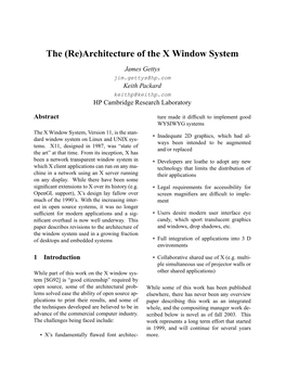 Architecture of the X Window System
