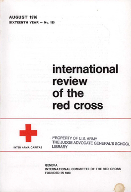 International Review of the Red Cross, August 1976, Sixteenth Year