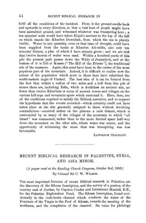 4-T RECENT BIBLICAL RESEARCH in P .ALESTTNE, SYRIA, and ASIA