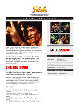 The Big Boss, Fist of Fury, Distributor Mediumrare the Way of the Dragon and Game of Death
