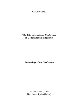 Proceedings of the 28Th International Conference on Computational Linguistics