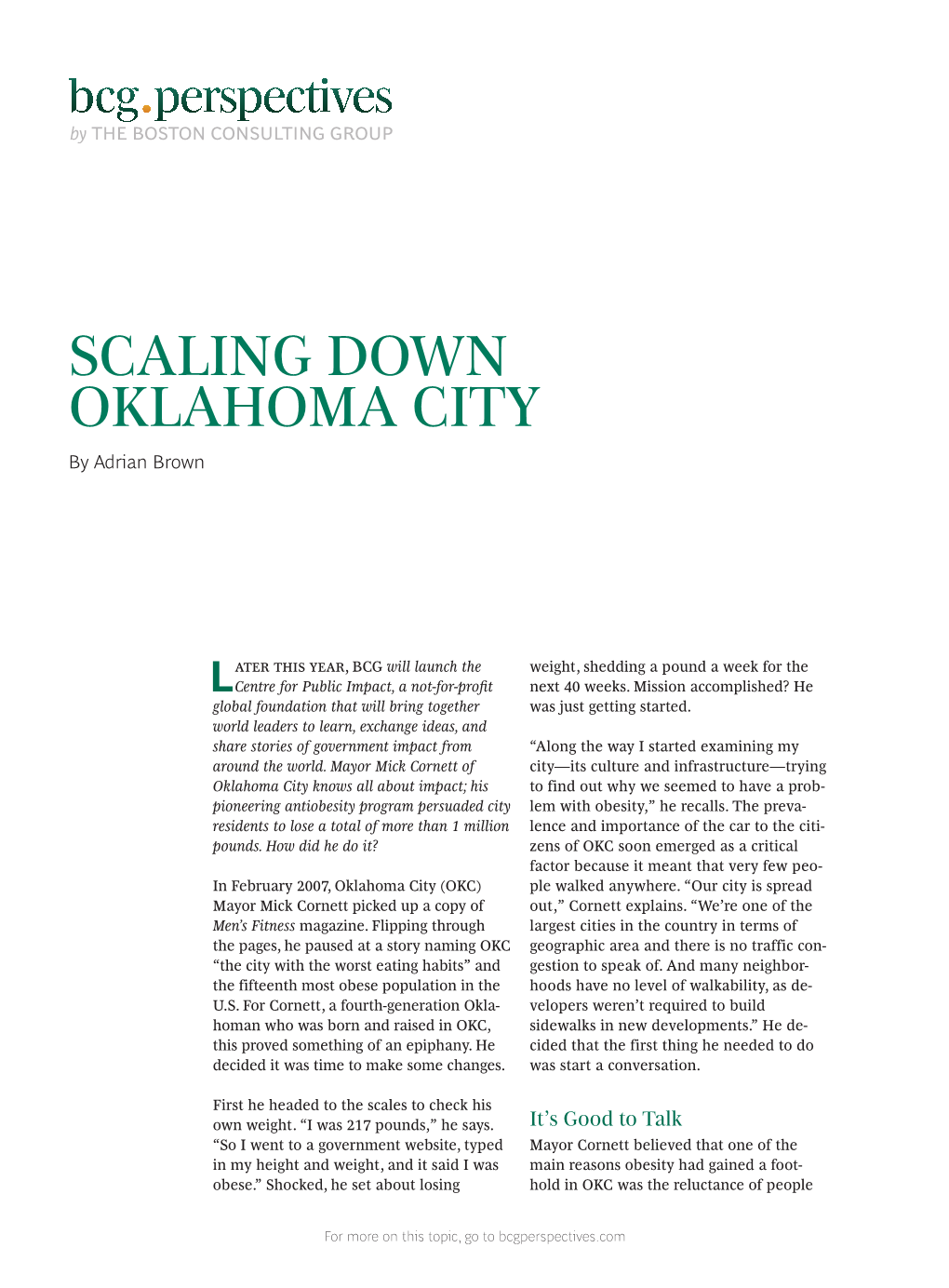 SCALING DOWN OKLAHOMA CITY by Adrian Brown