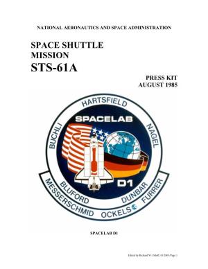 Space Shuttle Mission Sts-61A Press Kit August 1985