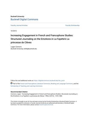 Increasing Engagement in French and Francophone Studies: Structured Journaling on the Emotions in La Fayette's La Princesse De Clèves
