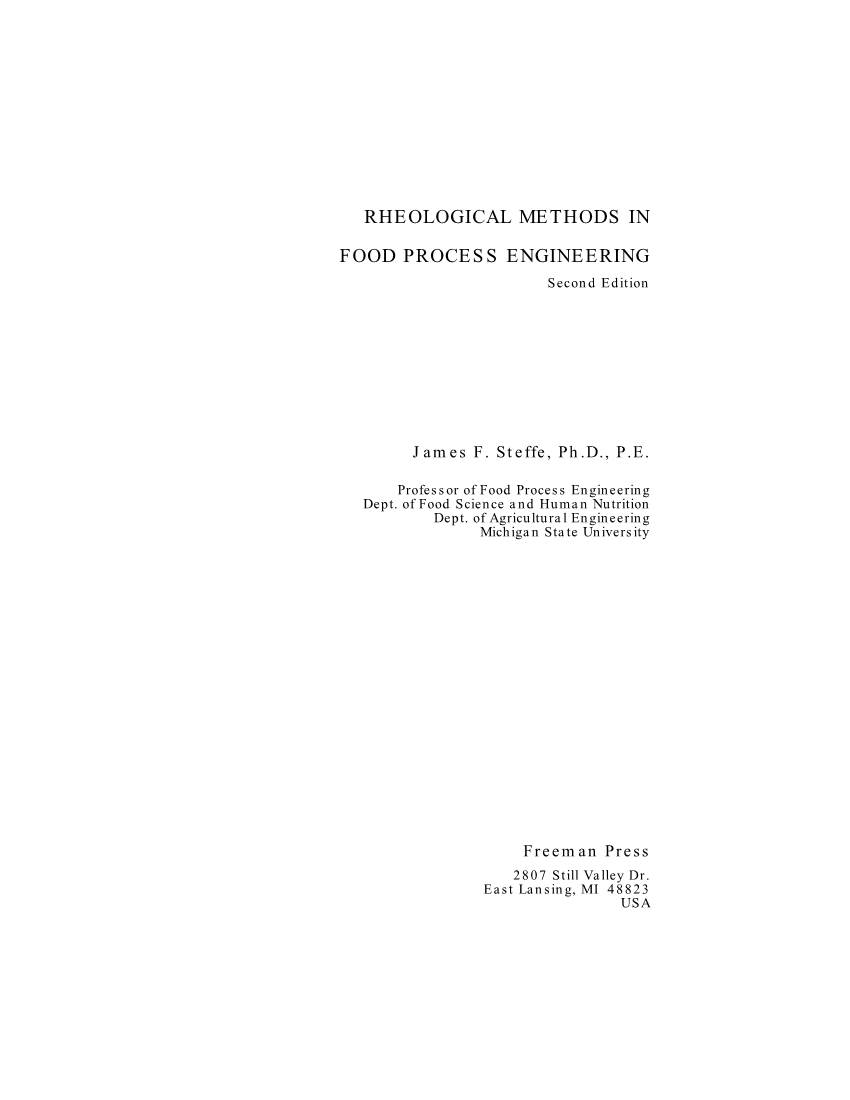 Rheological Methods in Food Process Engineering