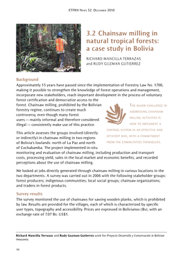 3.2 Chainsaw Milling in Natural Tropical Forests: a Case Study in Bolivia
