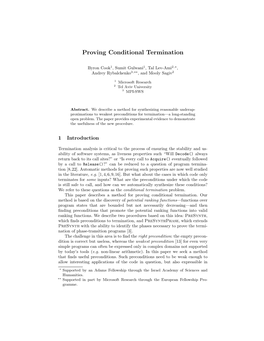 Proving Conditional Termination
