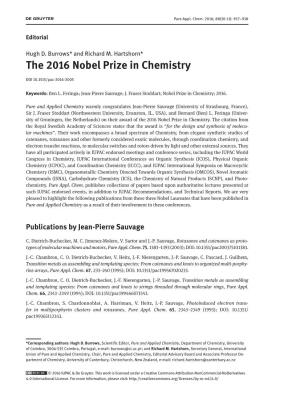 The 2016 Nobel Prize in Chemistry