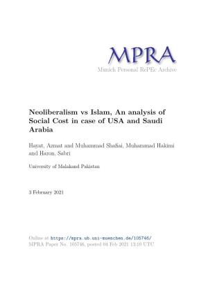 Neoliberalism Vs Islam, an Analysis of Social Cost in Case of USA and Saudi Arabia