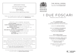 I DUE FOSCARI During the Interval Or Afterwards with #Rohfoscari TRAGEDIA LIRICA in THREE ACTS