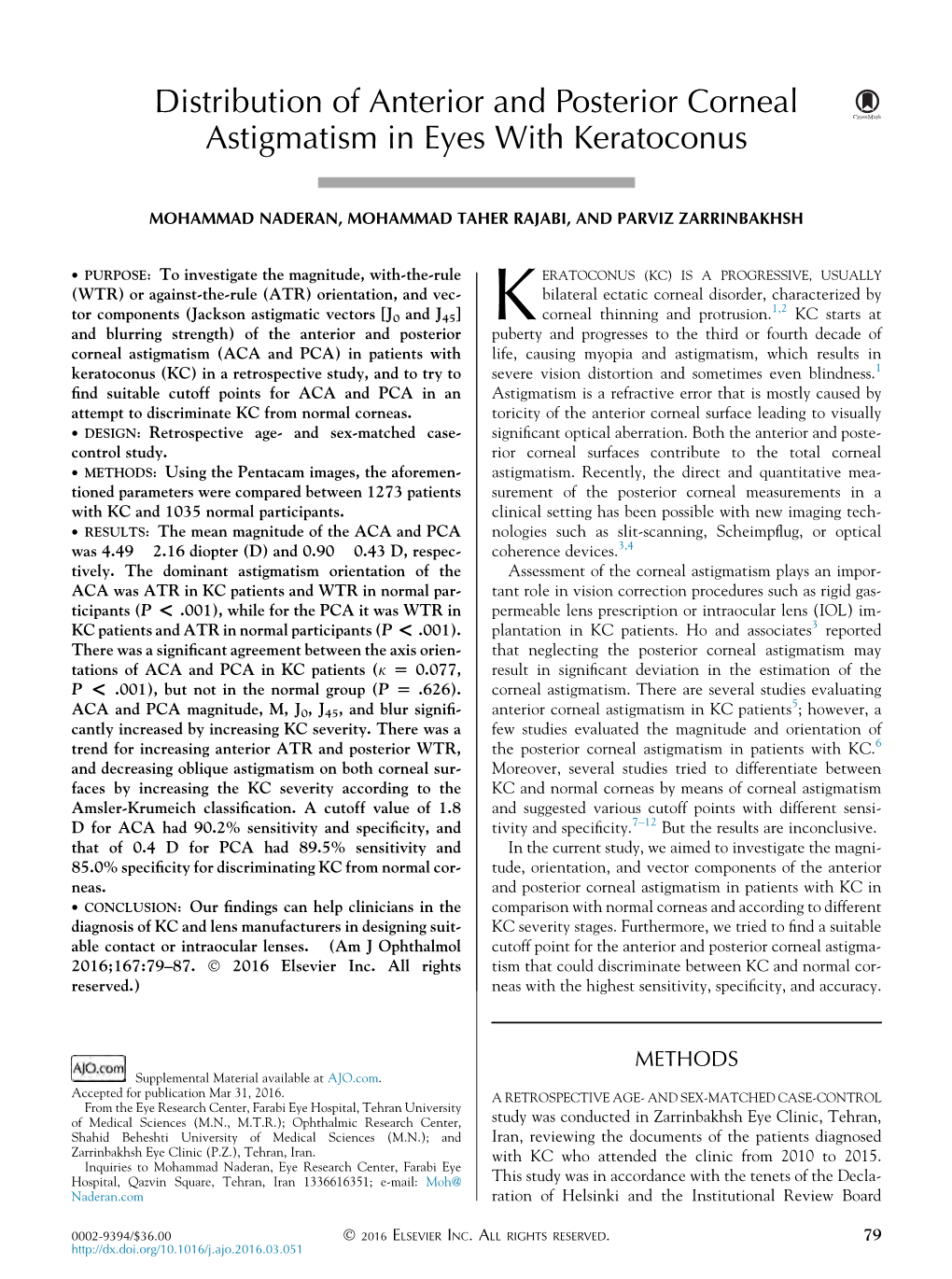 Distribution of Anterior and Posterior Corneal Astigmatism in Eyes with Keratoconus