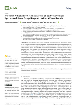 Research Advances on Health Effects of Edible Artemisia Species and Some Sesquiterpene Lactones Constituents