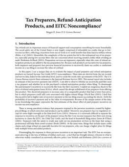 Tax Preparers, Refund-Anticipation Products, and EITC Noncompliance1 Maggie R