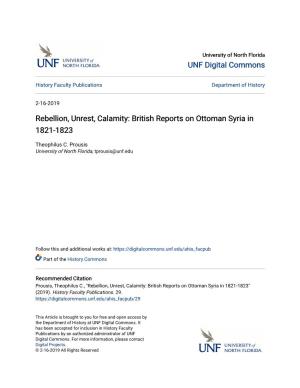 British Reports on Ottoman Syria in 1821-1823