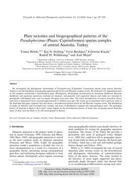 Plate Tectonics and Biogeographical Patterns of the Pseudophoxinus (Pisces: Cypriniformes) Species Complex of Central Anatolia, Turkey