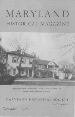 Maryland Historical Magazine, 1952, Volume 47, Issue No. 4