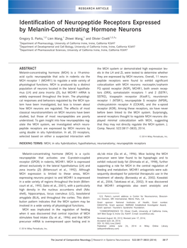 Identification of Neuropeptide Receptors Expressed By