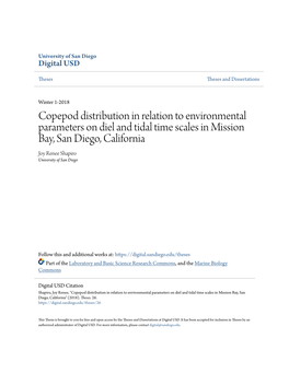 Copepod Distribution in Relation to Environmental Parameters on Diel