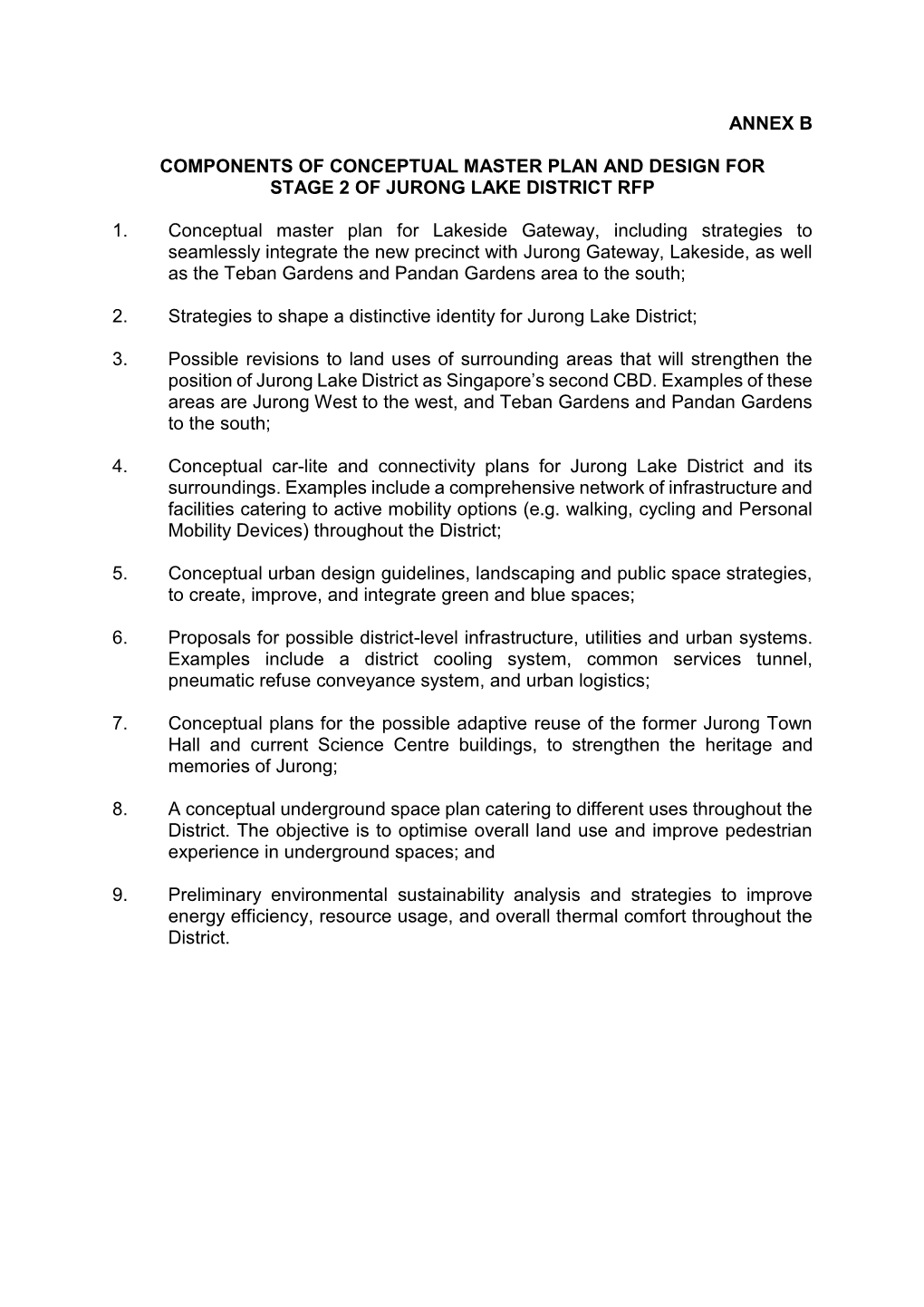 ANNEX B COMPONENTS Of CONCEPTUAL MASTER PLAN And DESIGN For STAGE 2 Of ...