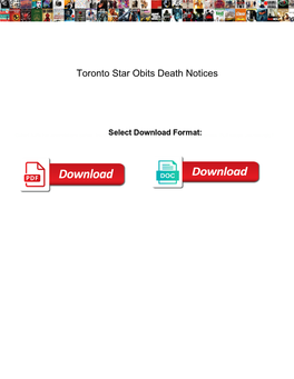 Toronto Star Obits Death Notices
