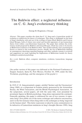 The Baldwin Effect: a Neglected Influence on CG Jung's Evolutionary