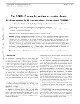The CORALIE Survey for Southern Extra-Solar Planets. XII. Orbital