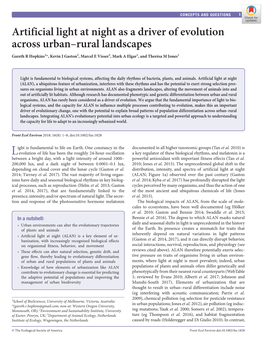 Artificial Light at Night As a Driver of Evolution Across Urban–Rural Landscapes