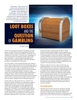 Loot Boxes.” Loot Boxes Are a Subcategory of in What Amounted to a Pay-To-Win Scheme
