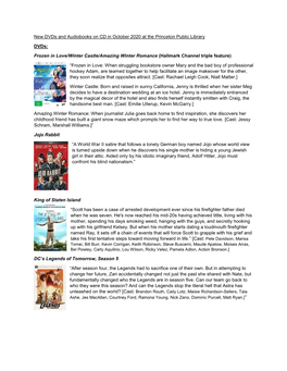 New Dvds and Audiobooks on CD in October 2020 at the Princeton Public Library