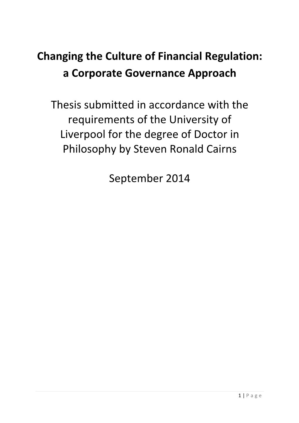 Changing the Culture of Financial Regulation: a Corporate Governance Approach