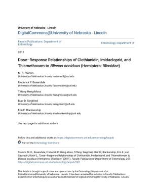 Dose–Response Relationships of Clothianidin, Imidacloprid, and Thiamethoxam to Blissus Occiduus (Hemiptera: Blissidae)