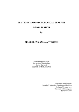 Epistemic and Psychological Benefits of Depression