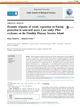 Dynamic Response of Woody Vegetation on Fencing Protection in Semi-Arid Areas; Case Study: Pilot Exclosure on the Firmihin Plateau, Socotra Island