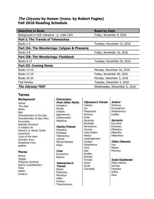 Mythology Reading and Presentation Schedule