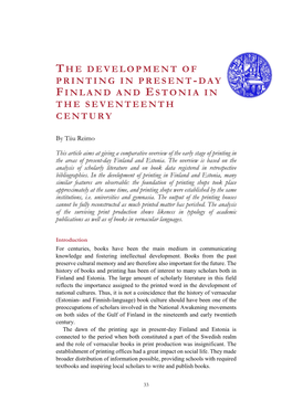 The Development of Printing in Present-Day Finland and Estonia in The