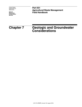 Chapter 7 Geologic and Groundwater Considerations