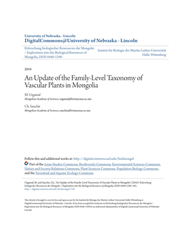 An Update of the Family-Level Taxonomy of Vascular Plants in Mongolia M