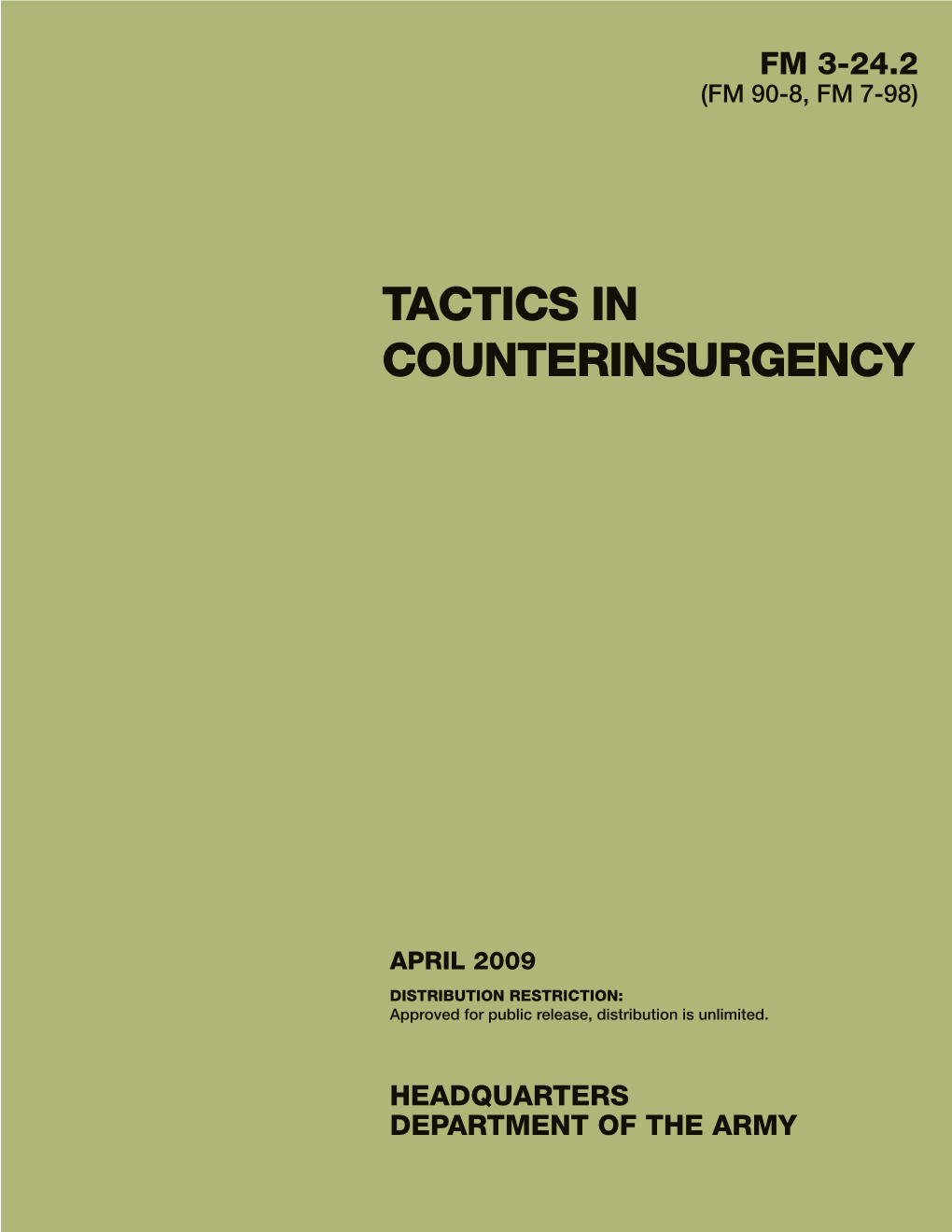 FM 3-24.2. Tactics in Counterinsurgency