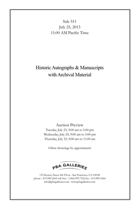 Historic Autographs & Manuscripts with Archival Material