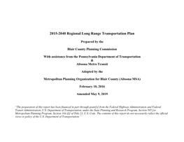Blair County 2015-2040 Long Range Transportation Plan