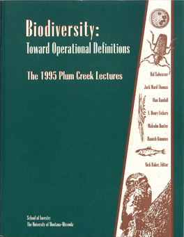 The 1995 Plum Creek Lectures Nick Baker, Editor