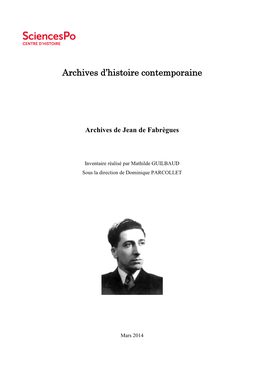 Archives D'histoire Contemporaine