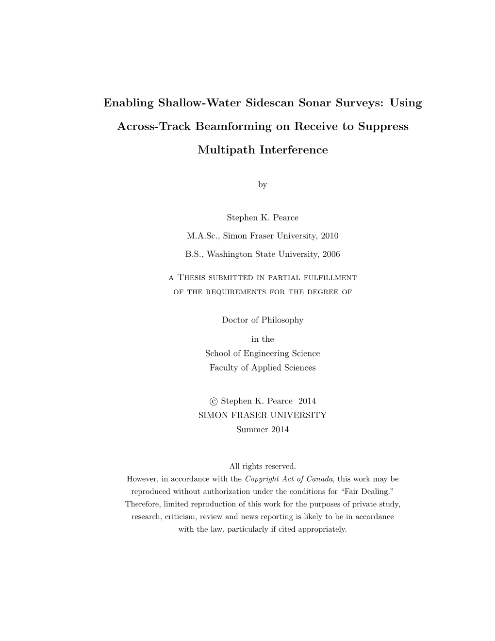 Enabling Shallow-Water Sidescan Sonar Surveys: Using