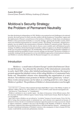 Moldova's Security Strategy: the Problem of Permanent Neutrality