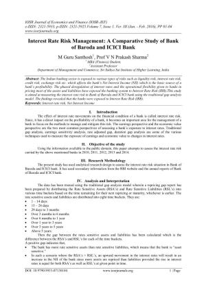 Interest Rate Risk Management: a Comparative Study of Bank of Baroda and ICICI Bank