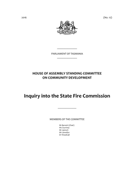 Inquiry Into the State Fire Commission